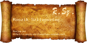 Roszik Szilveszter névjegykártya